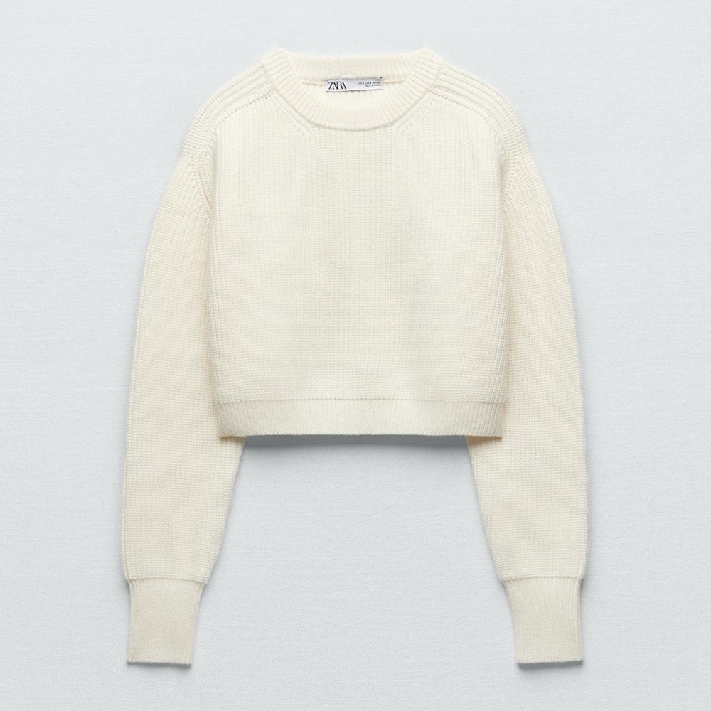 ZARA Crop Knit Sweater (Cream/Ecru)